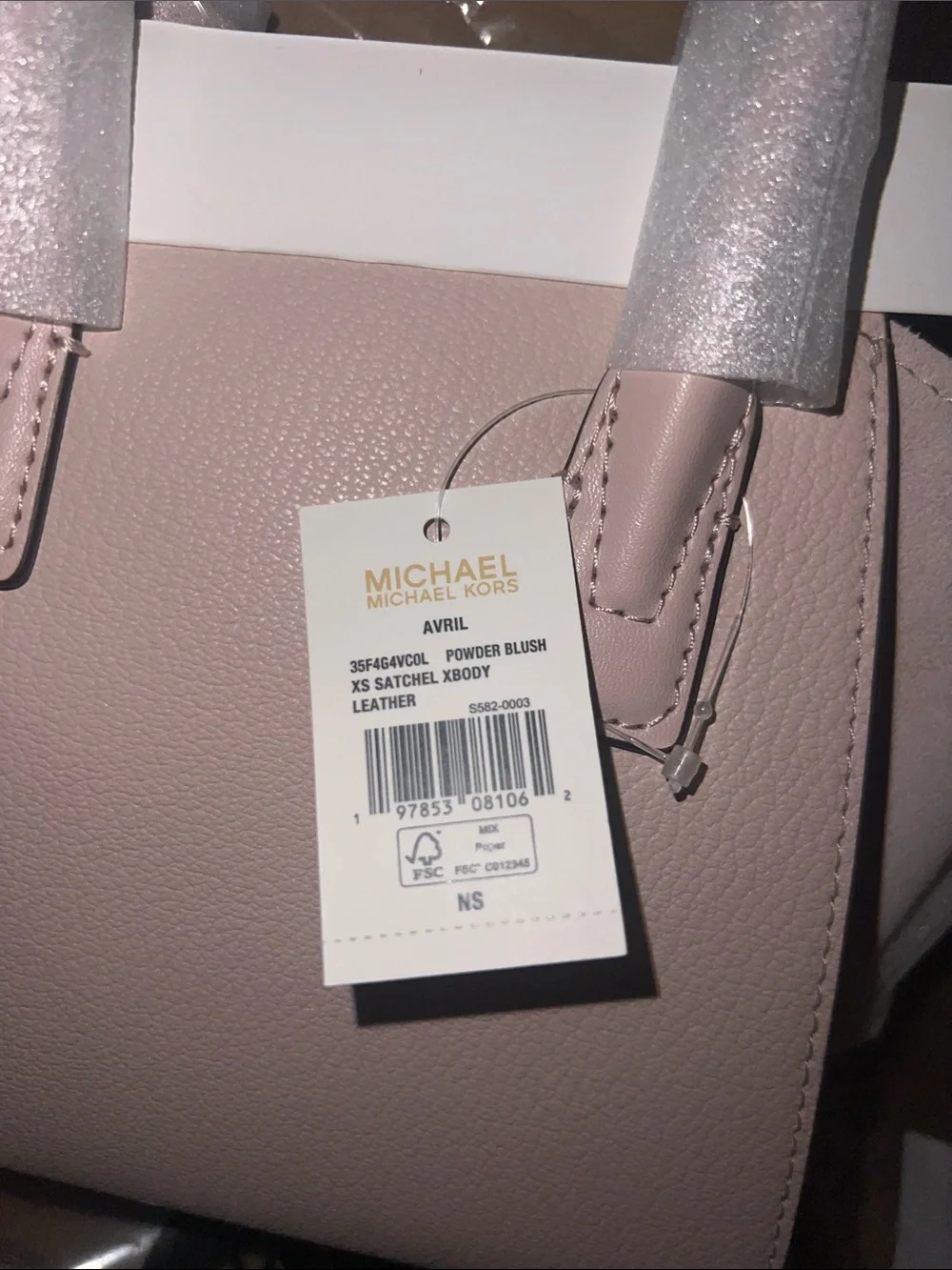 MICHAEL KORS Avril Small Leather Top-Zip Satchel In Powder Blush Color